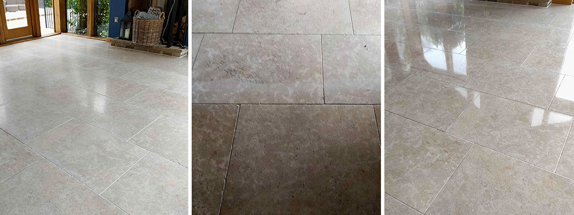 Limestone Floor Given a Deep Polish and Seal in York